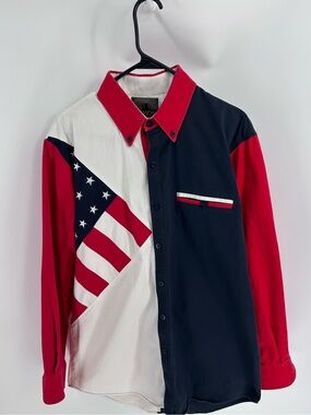 Vintage Spindle River Classics Patriotic American Western Button-Up - Large